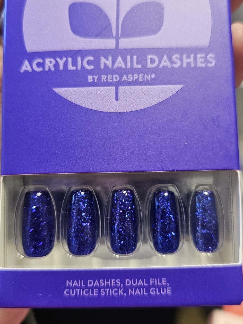 Red Aspen Acrylic Press-On Nails in Sparkling Deep Bluish Purple